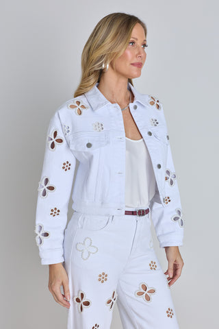 Kaia Pearl Jean Jacket - White