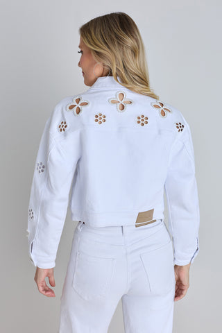 Kaia Pearl Jean Jacket - White