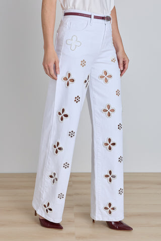 Kaia Pearl High Rise Jean - White