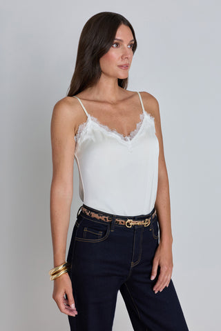 Galia Silk Lace Cami - Pearl