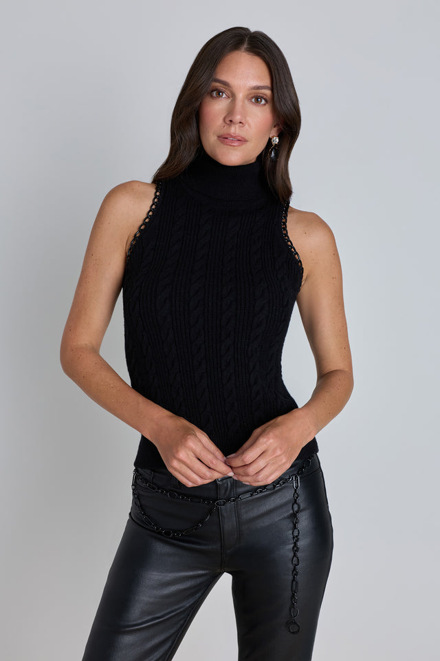Lynne Knit Halter Top - Black
