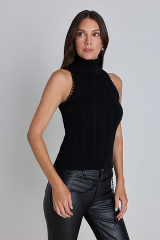 Lynne Knit Halter Top - Black