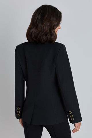 Cheryl Single Breasted Blazer in Black styled full look, black tailored blazer outfit, The Noli Shop