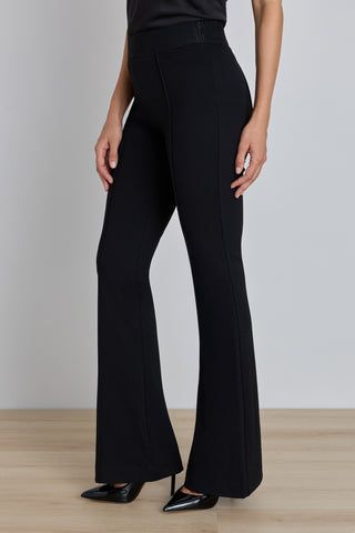 Farrah Ponte Pant in Black worn by model, alternate angle, structured ponte pant, The Noli Shop