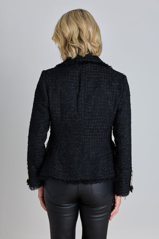 Giselle Single Breasted Tweed Blazer - Black