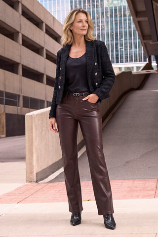 Aria Coated Flare Jean - Espresso