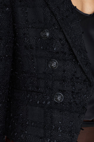 Gabrielle Double Breasted Tweed Blazer - Noir