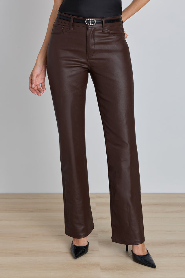 Aria Coated Flare Jean - Espresso