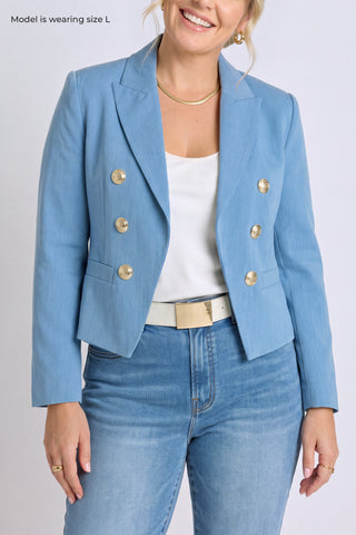 Gabrielle Double Breasted Blazer - Serene Blue