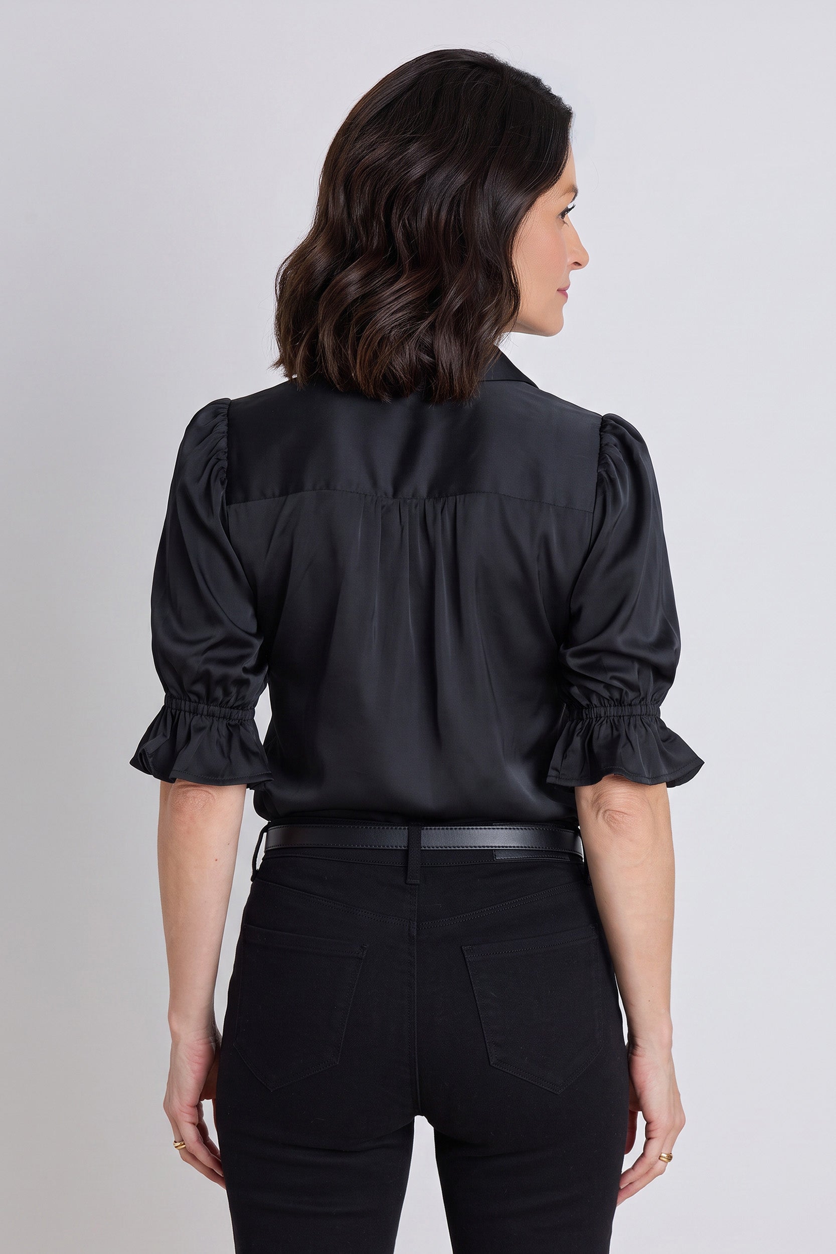 Cindy Ruffle Sleeve Blouse - Black | The Noli Shop
