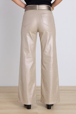Celeste Coated Slim Palazzo Jean - Champagne