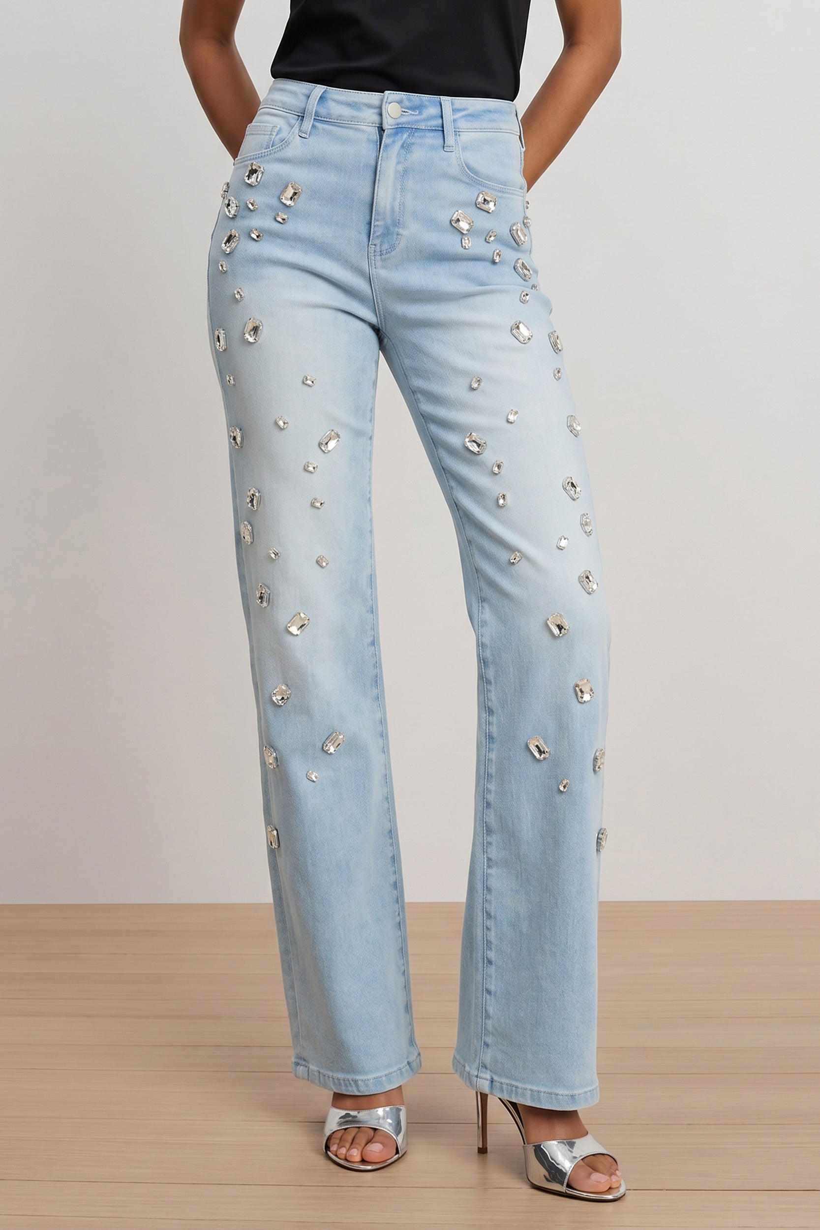Light Blue Crystal Jeans for Women | The Noli Shop