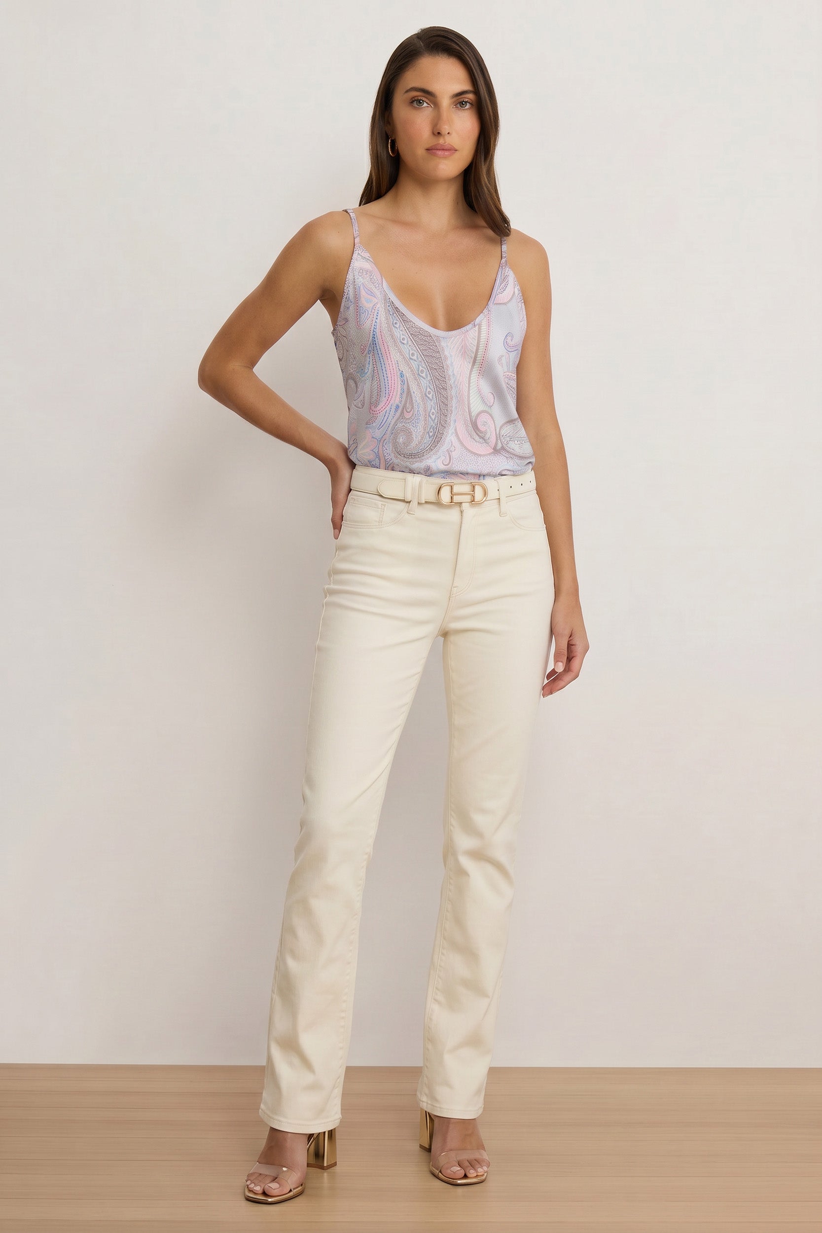 トップス POTTERY CAMISOLE TOP Yara Silk Camisole - Pastel Paisley | The Noli Shop