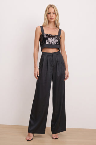 Zoey Sequin Crop Top - Black