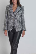 Giselle Single Breasted Tweed Blazer - Black/White