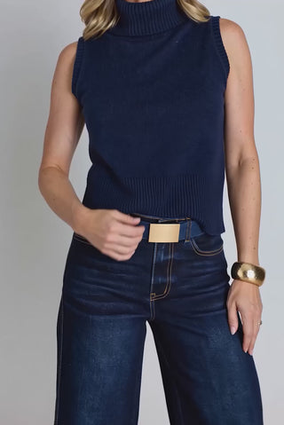 Ramona Cashmere Sleeveless Sweater - Navy