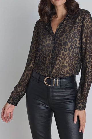 Ana Chiffon Blouse - Leopard Foil