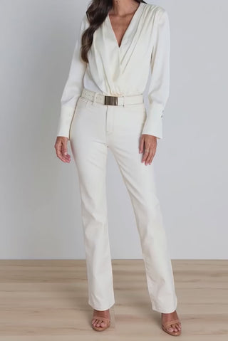 Frances Silk Bodysuit - Pearl