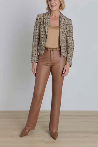 Gabrielle Double Breasted Tweed Blazer - Latte Multi