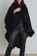 Ophelia Fur Trim Cape - Black
