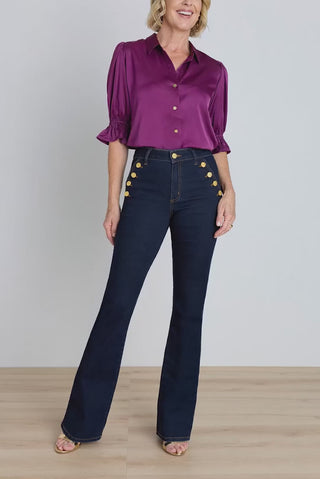 Cindy Ruffle Sleeve Blouse - Mulberry