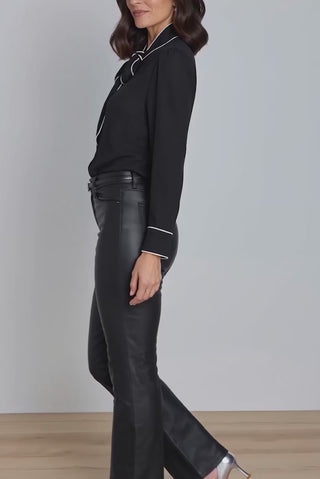 Wynne Tie Neck Blouse - Black/White