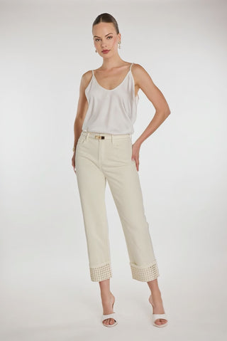 Ren Cropped Cuff Jean - Gold Mirror