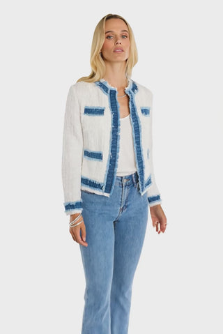 Julia Tweed Jacket - Denim/White
