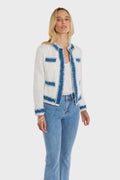 Julia Tweed Jacket - Denim/White