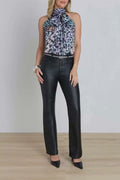 Rina Tie Neck Blouse - Abstract Butterfly