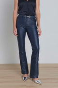 Aria Coated Flare Jean - Navy