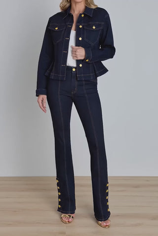 Veronica Button Jean - Indigo