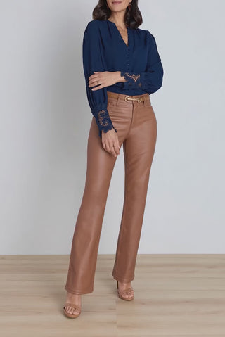 Blake Lace Sleeve Blouse - Navy