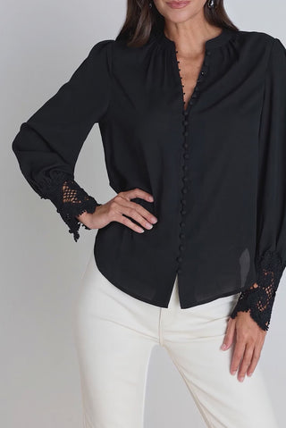 Blake Lace Sleeve Blouse - Black