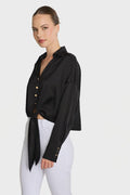 Cecilia Silk Tie-Front Blouse - Black