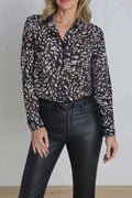 Ana Chiffon Blouse - Black/White Leopard
