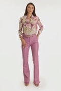 Aria Coated Flare Jean - Mauve