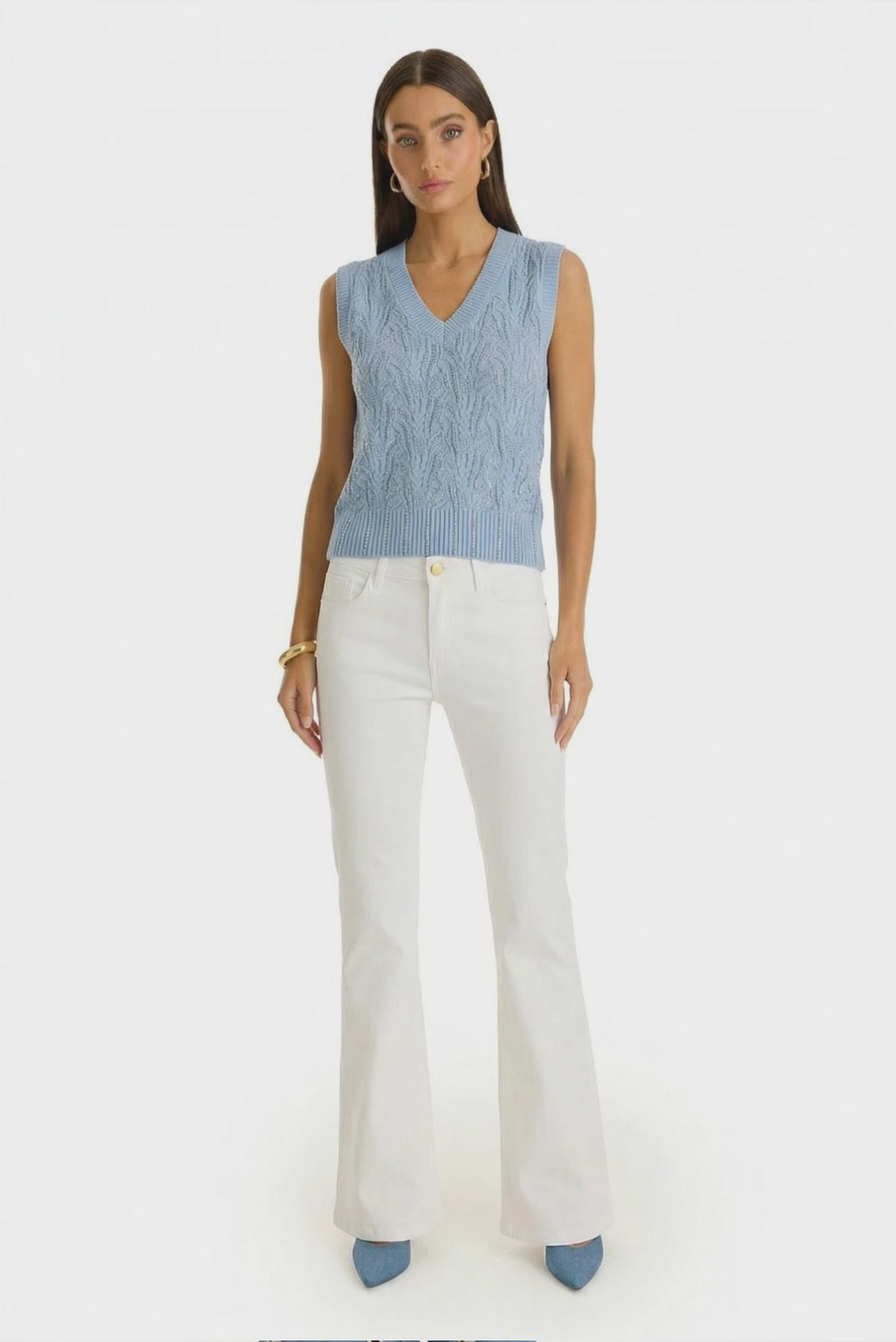 Mikaela Crystal Knit Tank - Sky Blue – The Noli Shop