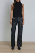 Iman Leather Horsebit Pant - Black