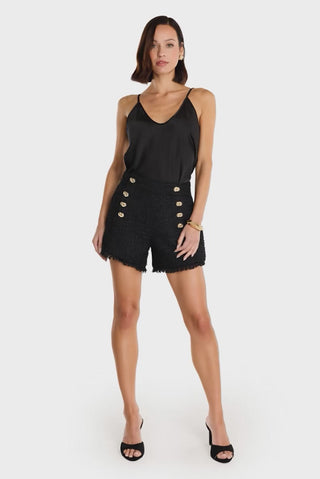 Tamara Tweed Button Short - Black