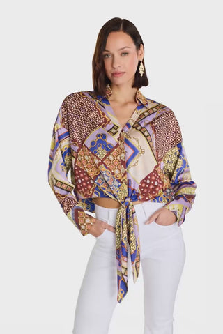 Cecilia Silk Tie-Front Blouse - Riviera Chain