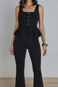 Silvana Peplum Top - Black